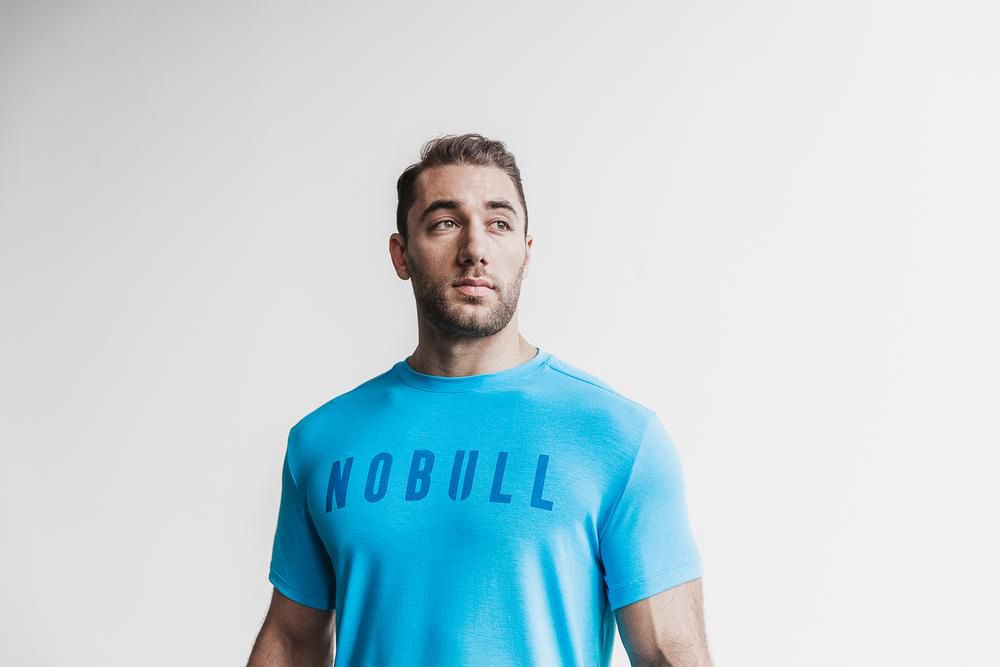 NOBULL Men's Tee - Neon Blue - Ireland (9523UYMVE)